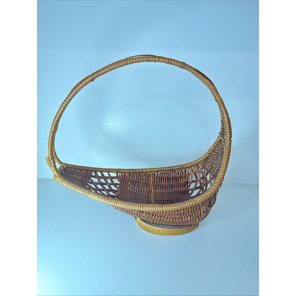 Vintage Basket Hand Crafted Woven Natural Rattan‎ Gondola Boat Shaped